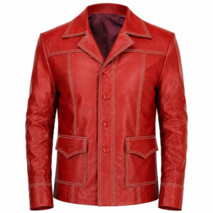 Tyler Durden Red Leather Jacket | Fight Club Costume Jacket Men | Brad Pitt Style 90s Biker Jacket | Halloween Cosplay Coat
